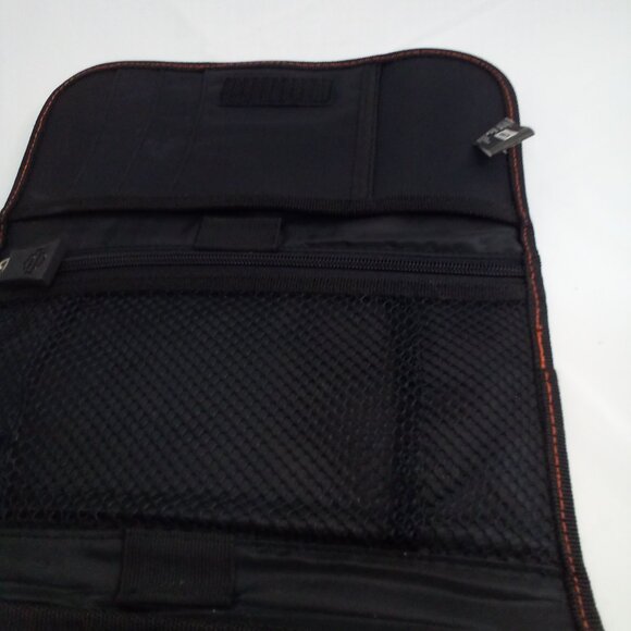 Harley Davidson Clutch Wallet Tri-Fold Zipper Pocket 10.5" x 5" Black Orange - Picture 11 of 13